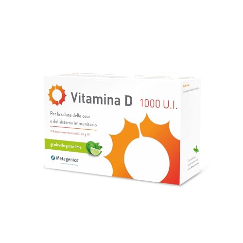 Vitamina D 1000 U.I. - Integratore Sistema Immunitario - Per La Salute Delle Ossa - 168 Compresse Masticabili