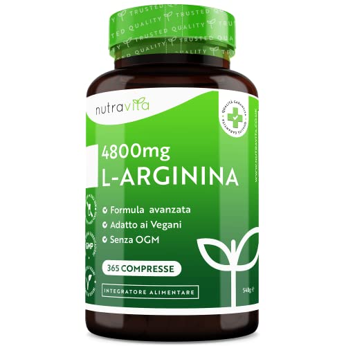 L-Arginina 4800Mg 365 Compresse Ad Alto Dosaagio - Vegane Di L Arginina Pura - Alternativa Alla Arginina Polvere - L Arginina Compresse Altamente Dosa
