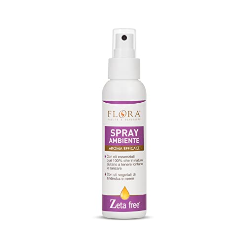 Flora Zeta Free Spray Ambiente 100 Ml Per Un’Estate Serena, Liberi Dalle Zanzare Spray Per Ambiente Con Miscela Di Oli Essenziali 100% Puri, Oli Veget
