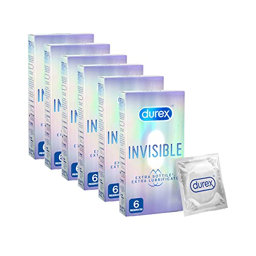 Durex Invisible Preservativi Ultrasottili (54 Mm) Elevata Sensibilità Ed Extra Lubrificazione, 36 Profilattici