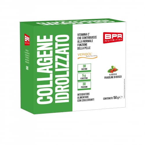 Bpr Nutrition Collagene Idrolizzato Verisol® 30 Bustine Da 5G - Collagene Idrolizzato, Acido Ialuronico E Vitamina C* Che Contribuisce Alla Normale Fu