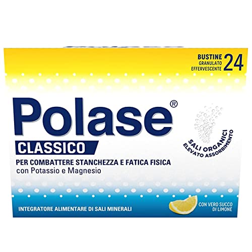 Polase Classico, Magnesio E Potassio, Integratore Alimentare, Contro Stanchezza E Fatica Fisica, Caldo, Sali Minerali Organici, Gusto Limone, 24 Busti