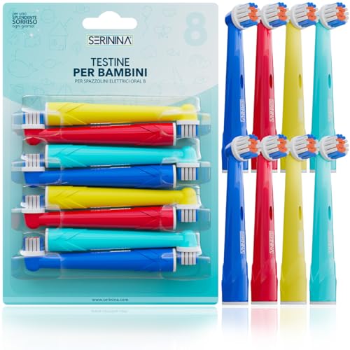 8 Testine Spazzolino Elettrico Oral-B, Ricambi Spazzolini Elettrici Oral B, Ricariche Compatibili Con Setole Morbide - Bambino Kids Junior