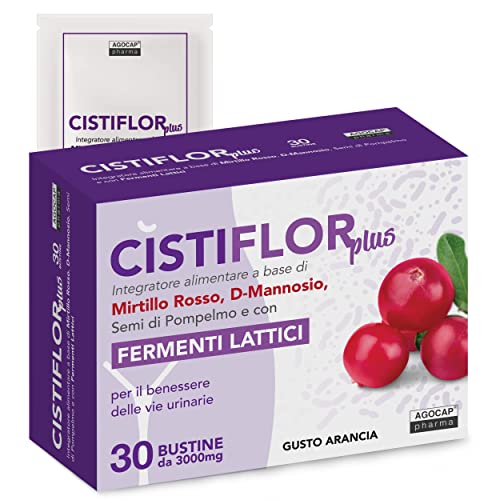 Cistiflor Plus, Mirtillo Rosso, Fermenti Lattici Probiotici, Inulina, Semi Di Pompelmo | 30 Bustine Per Cistite, Candida, Infezioni Vie Urinarie | Ago
