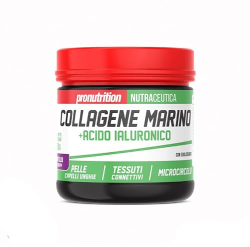 Pro Nutrition Collagene Marino 160G-Mirtillo Integratore Alimentare In Polvere Con Acido Ialuronico