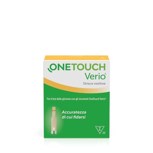 Onetouch Verio Strisce Reattive I 25 Test Glicemici I Per L Automonitoraggio Del Diabete I 1 Confezione I 25 Strisce Reattive Incluse