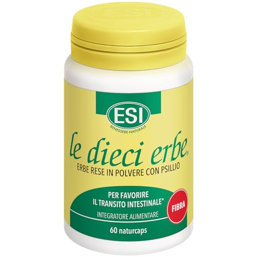 Esi - Le Dieci Erbe Psillio, Integratore Alimentare A Base Di Psyllium, Per La Regolarità Del Transito Intestinale, Senza Glutine E Vegan, 60 Naturcap