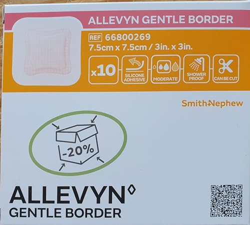 Allevyn, Gentle Border 66800269 - 10 Cerotti Adesivi In Schiuma, 7,5 X 7,5 Cm