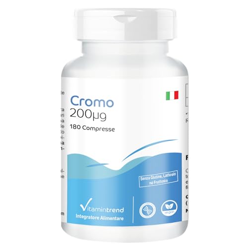 Cromo Picolinato 200 Mcg - 180 Compresse - Per 6 Mesi - Vegan | Vitamintrend®