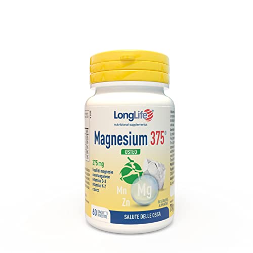 Longlife Magnesium 375® Osteo | Ossa E Articolazioni | 5 Sali Di Magnesio Ad Alta Biodisponibilità | Con Zinco, Manganese, Vitamina D 3 E Vitamina K2