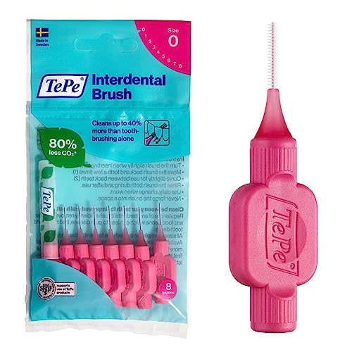 Tepe Scovolini Interdentali Originali, Misura Iso 0 (Filo 0,4 Mm), Rosa, 8 Pezzi X Confezione