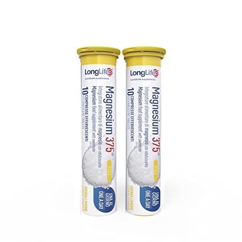 Longlife Magnesium 375® Fizz | Integratore Di Magnesio Citrato | 20 Compresse Effervescenti | Gusto Limone | Minerale Antistress | Senza Glutine E Veg