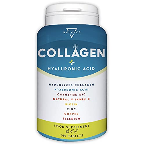 Collagene Idrolizzato 2000Mg - 240 Compresse | Collagene E Acido Ialuronico, Coenzima Q10, Vitamina C, Biotina E Zinco Per Pelle, Ossa E Articolazioni
