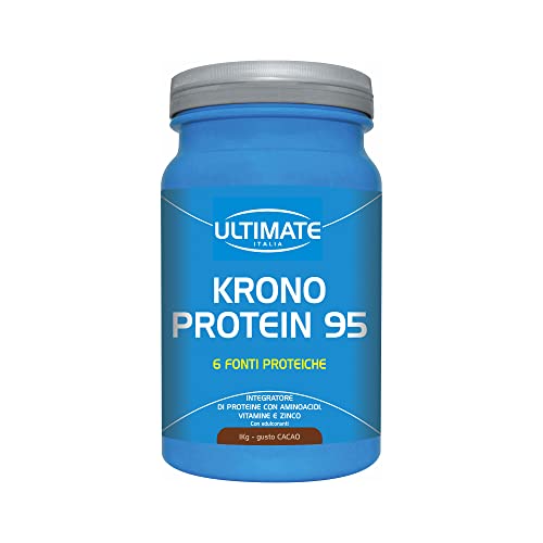 Ultimate Italia - Krono Protein 95-1Kg - Gusto Cacao - 6 Fonti Di Proteine A Rilascio Graduale E 5 Aminoacidi Che Nutrono I Muscoli Per Ore