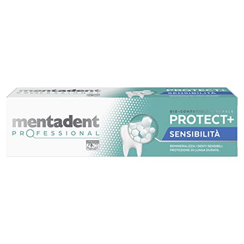Mentadent Professional Dentifricio Protect+ Sensibilità, Dentifricio Denti Sensibili, Remineralizza E Dona Protezione Contro La Sensibilità Dentinale,
