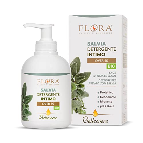 Flora Bellessere Detergente Intimo Salvia Ph 4.0-4.5 - 250 Ml Con Estratto E Olio Essenziale 100% Puro Naturale E Totale Di Salvia