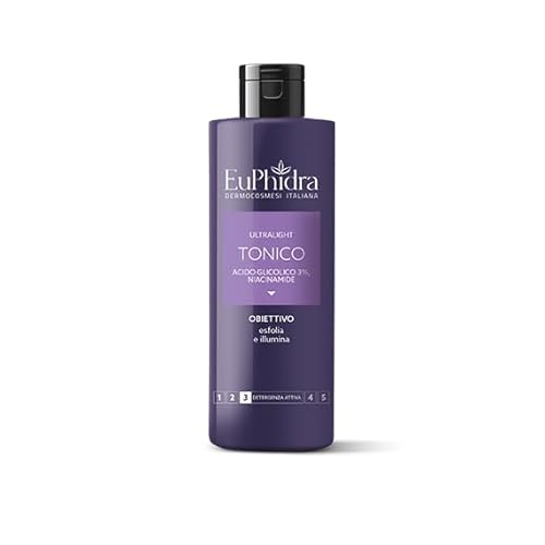 Euphidra Ultra Light Tonico 200 Ml Con Acido Glicolico E Niacinamide Esfolia E Illumina