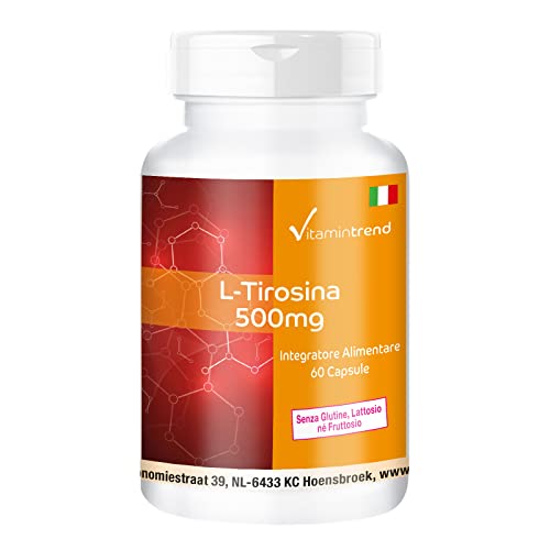 L-Tirosina 500Mg - 60 Capsule - Aminoacido Proteico - Altamente Dosato - Integratori Prodotti In Germania | Vitamintrend®