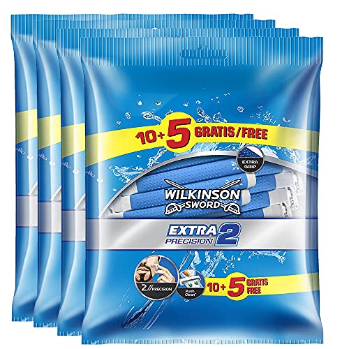 Wilkinson Sword Extra 2 Rasoio Usa E Getta Di Precisione Da 2 Fogli, Confezione Da 60 Unità (Lotto Di 4X15 Unità)