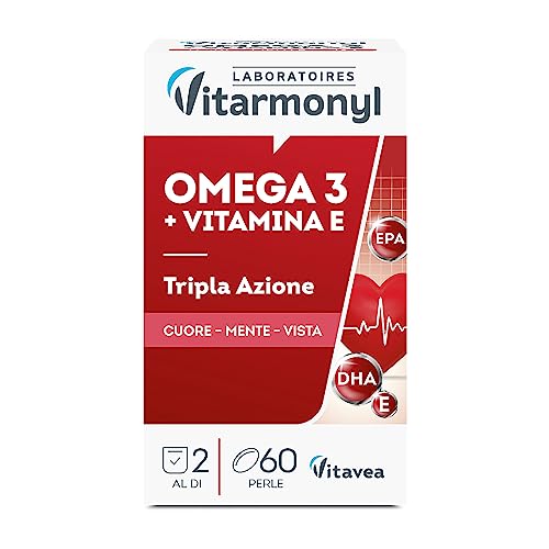 Vitarmonyl - Omega 3 - Integratori Per Favorire La Normale Funzione Cardiaca - Formula Arricchita Con Vitamina E, Contro Lo Stress Ossidativo - Confez
