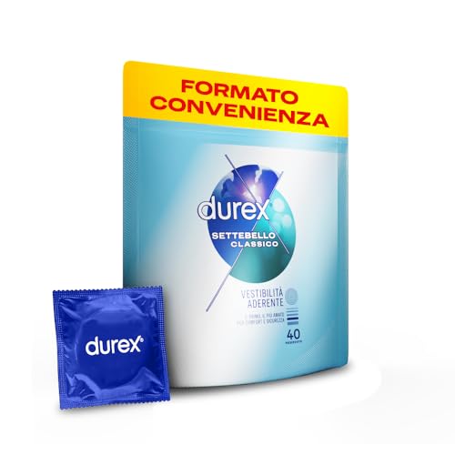 Durex Settebello Preservativi Classici, Formato Convenienza Da 40 Profilattici, Esclusiva Online Confezione Riciclabile Salvaspazio