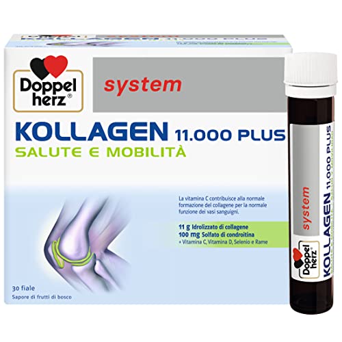 Doppelherz System Kollagen 11000 Plus - Integratore Alimentare Per Ossa, Articolazioni E Tendini Con Collagene, Vitamine, Oligoelementi E Altro - Senz