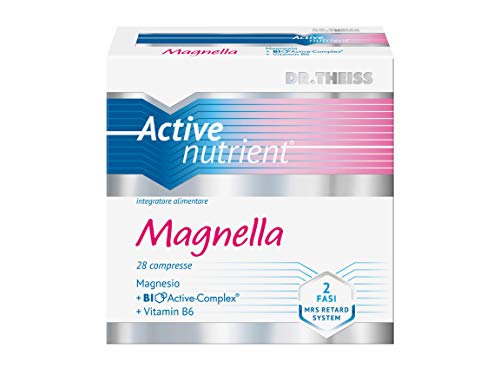 Active Nutrient Integratore Alimentare Magnella - Integratore Magnesio Chelato 28 Compresse - Bio Active Complex Con Vitamina B6 Senza Glutine E Latto