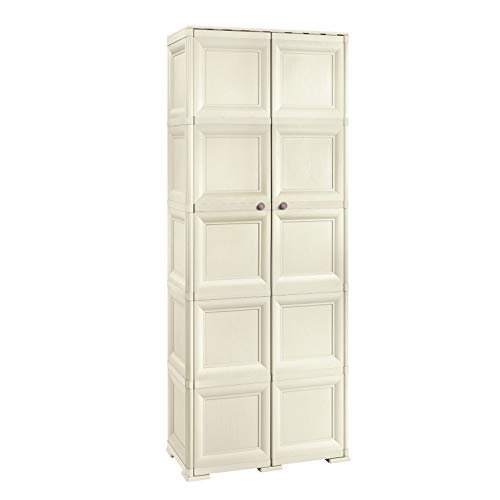 Tontarelli Omnimodus Armadio 5 Moduli 5 Ripiani 4 Vani Aperti, Angora, 79 X 43 X 203 Centimeters