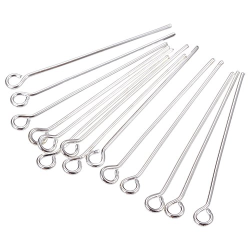 Pandahall 200 X Chiodini Ochiello Chiodini Per Bigiotteria In Ottone Colore Argento Placcato Minuteria Per Creazione Bigiotteria, 30X0.7 Mm, Foro: 2 M