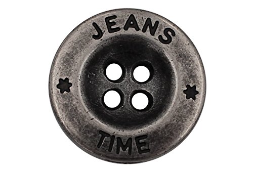 Hartmann-Knöpfe Bottoni In Metallo Color Argento, Basic Jeans, 4 Fori, Bottoni In Metallo, Made In Germany, 5 Pezzi, Argento, 15 Mm