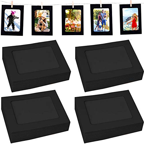 Fashion Hw - Set Di 40 Cornici In Carta Nera Per Foto Fai Da Te Con Cornice Da Appendere, Con Corda+Clip Per Decorazione Da Parete Fai Da Te, 10 X 15