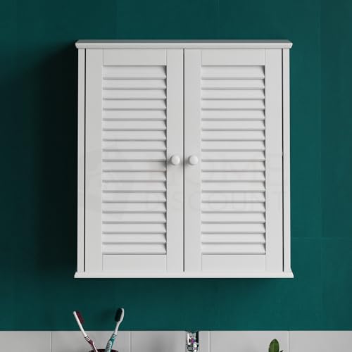 Home Discount Mobiletto Da Bagno Con Doppio Sportello, Montaggio A Parete, Bianco