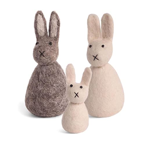 Én Gry & Sif Coniglietto Pasquale Famiglia In Feltro, Fatto A Mano, Commercio Equo E Solidale, Dolce Decorazione Pasquale Da Appoggiare, Coniglietto P
