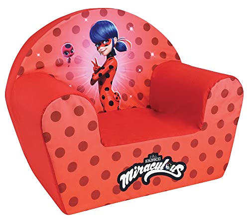 Fun House 713625 Miraculous Ladybug-Poltrona Club Origine Francia, Garanzia Per Bambini, L.52 X P.33 X H.42 Cm, Rattan, Rosso, S