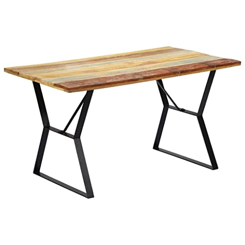 Vidaxl Tavolo Da Pranzo Stile Industriale Robusto Resistente Lavorazione Artigianale Stabile Tavola Mensa 140X80X76 Cm In Legno Massello Di Recupero