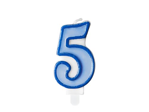 Partydeco Candelina Numero 5 Azzurro