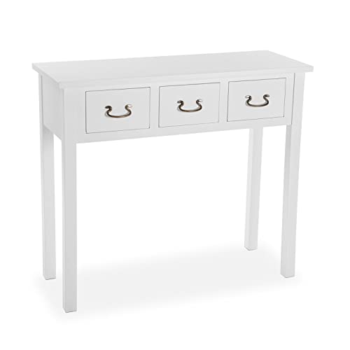 Versa Niza Consolle Ingresso, Tavolo Consolle, Tavolino Ingresso, Tavolo Salotto, Con 3 Cassetti, Misure (A X L X L) 80 X 35 X 90 Cm, Legno, Colore Bi