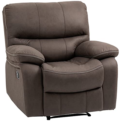 Homcom Poltrona Relax Con Poggiapiedi, Poltrona Reclinabile Manuale, Rivestimento In Microfibra E Imbottitura Extra, 97X90X96Cm, Marrone