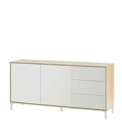 Habitdesign Mobile Credenza Modello Brooklyn, Melammina, Canadian Artik, Dimensioni: 154 Cm (Larghezza) X 74 Cm (Altezza) X 41 Cm (Profondità), Rovere