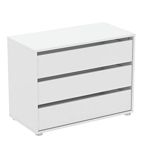 Demeyere Comò Truciolare, Legno, Bianco Perla, W.80 Cm 79,6 X 39,6 X 58,1 Cm