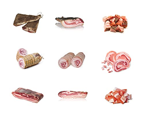 Degustazione Guanciale Gr.500 + Pancetta Tesa Gr.400 + Pancetta Arrotolata Gr.350 - Norcineria Umbra Produzione Artigianale - Sapori Dell'Umbria - Il