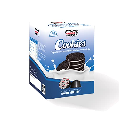 Cuore Nero Caffè – Cookies, Capsule Compatibili Con Dolce Gusto Con Le Macchine Da Caffè Nescafè, Da 13G, 130G (Cookies, 10 Capsule)