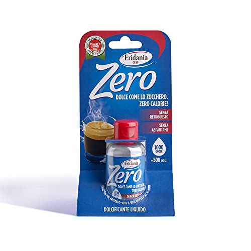 Eridania - Eridania Zero, Dolcificante Liquido Da 50Ml, Comodo Flaconcino Da Portare Con Te Da 500 Dosi, 2 Gocce Equivalgono Ad 1 Dose, Comodo Tappo S