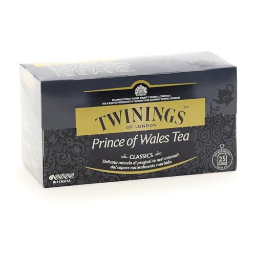 Twinings, Prince Of Wales Tea, Miscela Di Pregiati Tè Orientali, Gusto Intenso E Delicato, Infusi E Tisane, 1 Confezione Da 25 Filtri