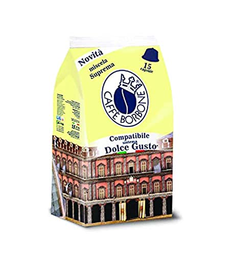 Caffe Borbone Miscela Suprema Capsule Dolce Gusto Per Espresso Italiano (Compatibile Con Macchine Da Caffè Nescafe Krups, Delonghi Ecc.) 15 Capsule Di