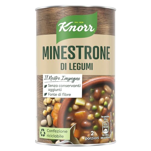 Knorr Minestrone Di Legumi, Piatti Pronti Knorr Con Ingredienti Naturali, Senza Coloranti E Senza Conservanti Aggiunti, Fonte Di Fibre, Vegano, Confez