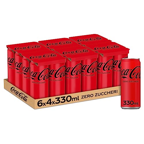 Coca-Cola Zero Zuccheri – 24 Lattine Da 330 Ml, Tutto Il Gusto Della Formula Coca-Cola Senza Calorie, Lattina 100% Riciclabile, Bevanda Analcolica Con