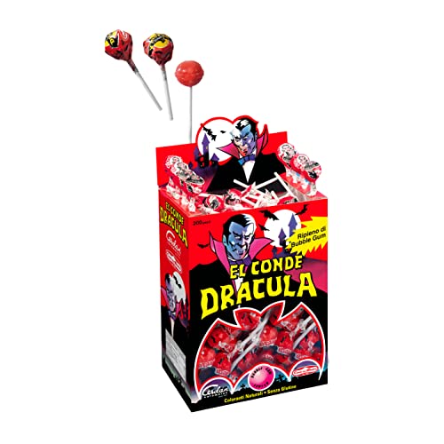 200 Lecca Lecca El Conde Dracula Ciliegia Ripieno Bubble Gum Chupa Chups Box