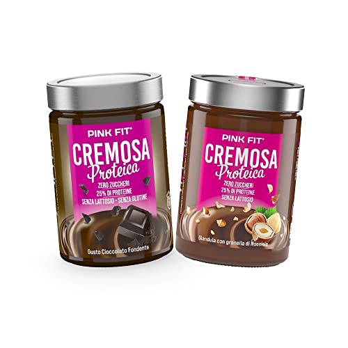 Pink Fit Crema Proteica Zero Zuccheri 25% Proteine Senza Lattosio Senza Glutine 300G Gusto Gianduia Con Granella Nocciola