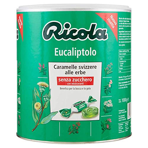 Ricola - Caramelle Balsamiche Alle Erbe, Senza Zucchero, Gusto Eucaliptolo - Barattolo Da 1Kg